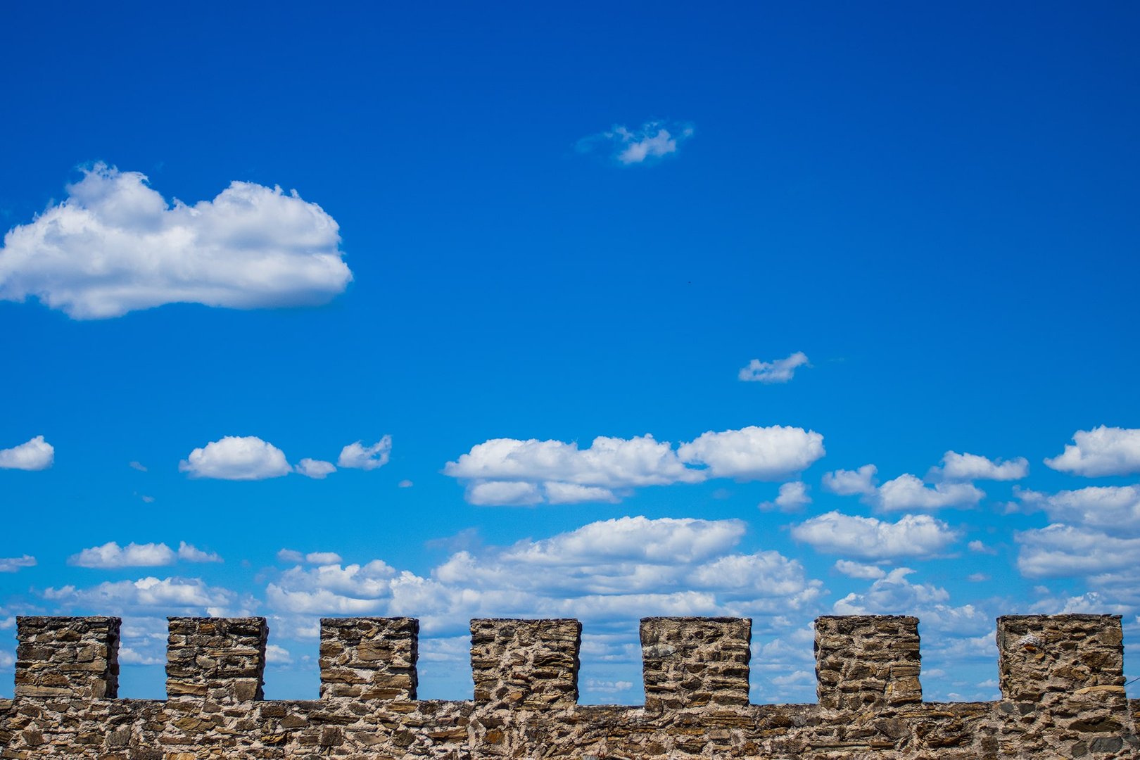 Defense walls and cannon holes protecting the Tagus crossing